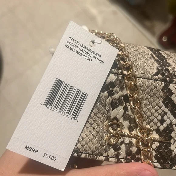 Jessica Simpson mini snake style pattern mini purse bag natural python chain - Picture 13 of 13